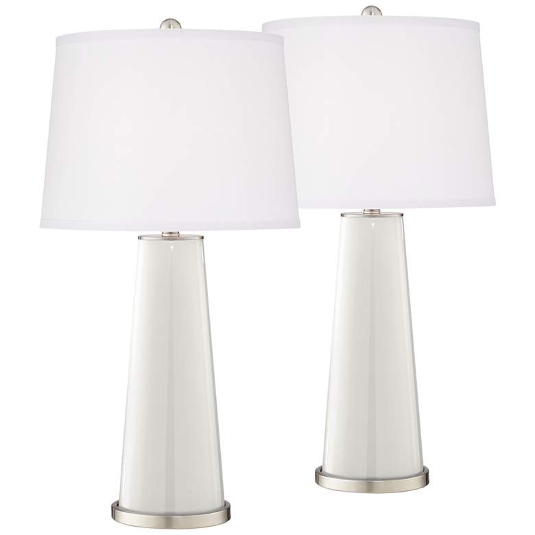 Image 2 Winter White Leo Table Lamp Set of 2 with Dimmers
