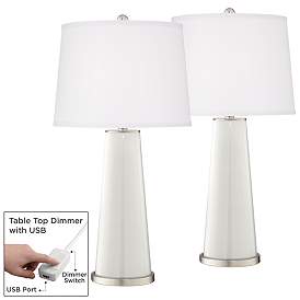 Image1 of Winter White Leo Table Lamp Set of 2 with Dimmers