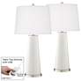 Winter White Leo Table Lamp Set of 2 with Dimmers