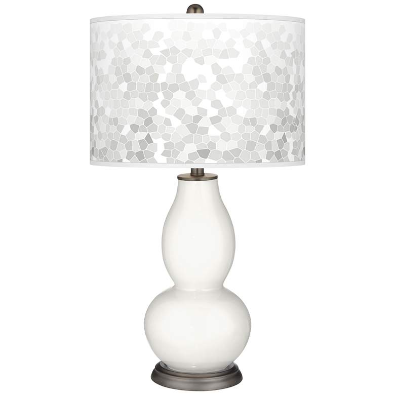 Image 1 Winter White Mosaic Giclee Double Gourd Table Lamp