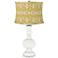 Winter White Mustard Yellow Ikat Drum Shade Apothecary Table Lamp