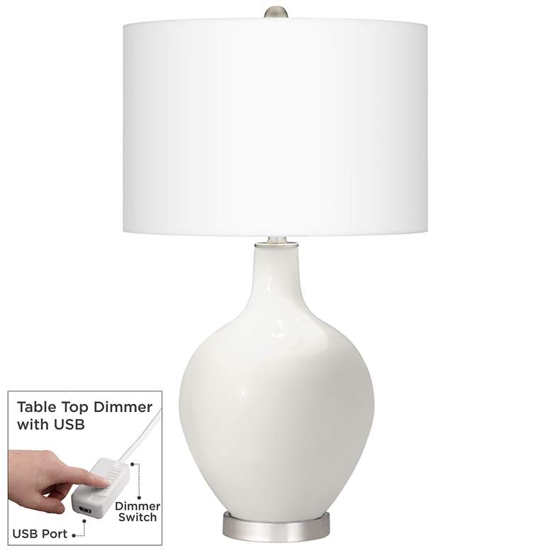 Image 1 Winter White Ovo Table Lamp With Dimmer