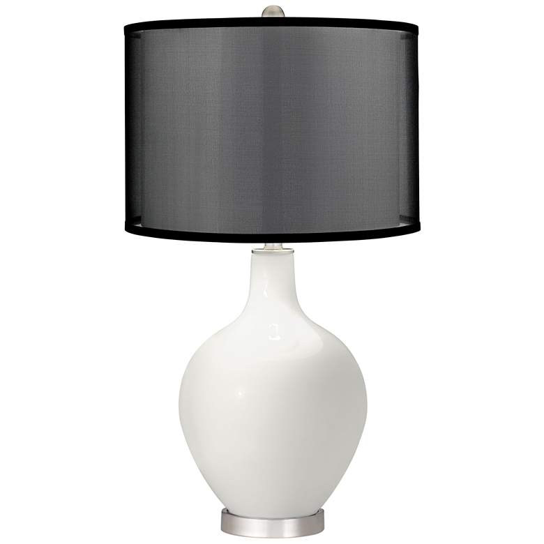 Image 1 Winter White Ovo Table Lamp with Organza Black Shade