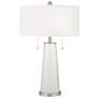 Winter White Peggy Glass Table Lamp With Dimmer
