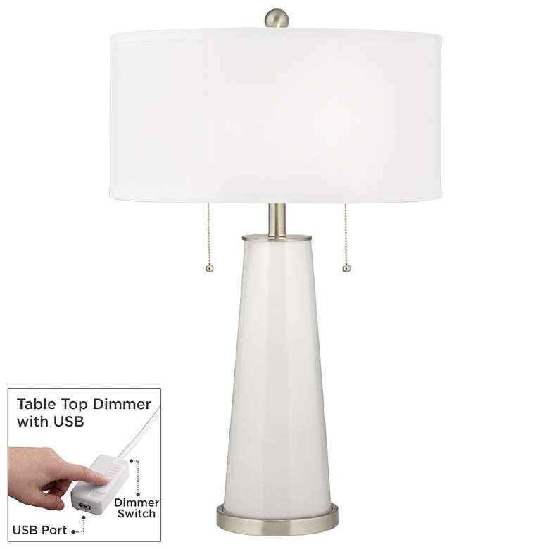 Image 1 Winter White Peggy Glass Table Lamp With Dimmer
