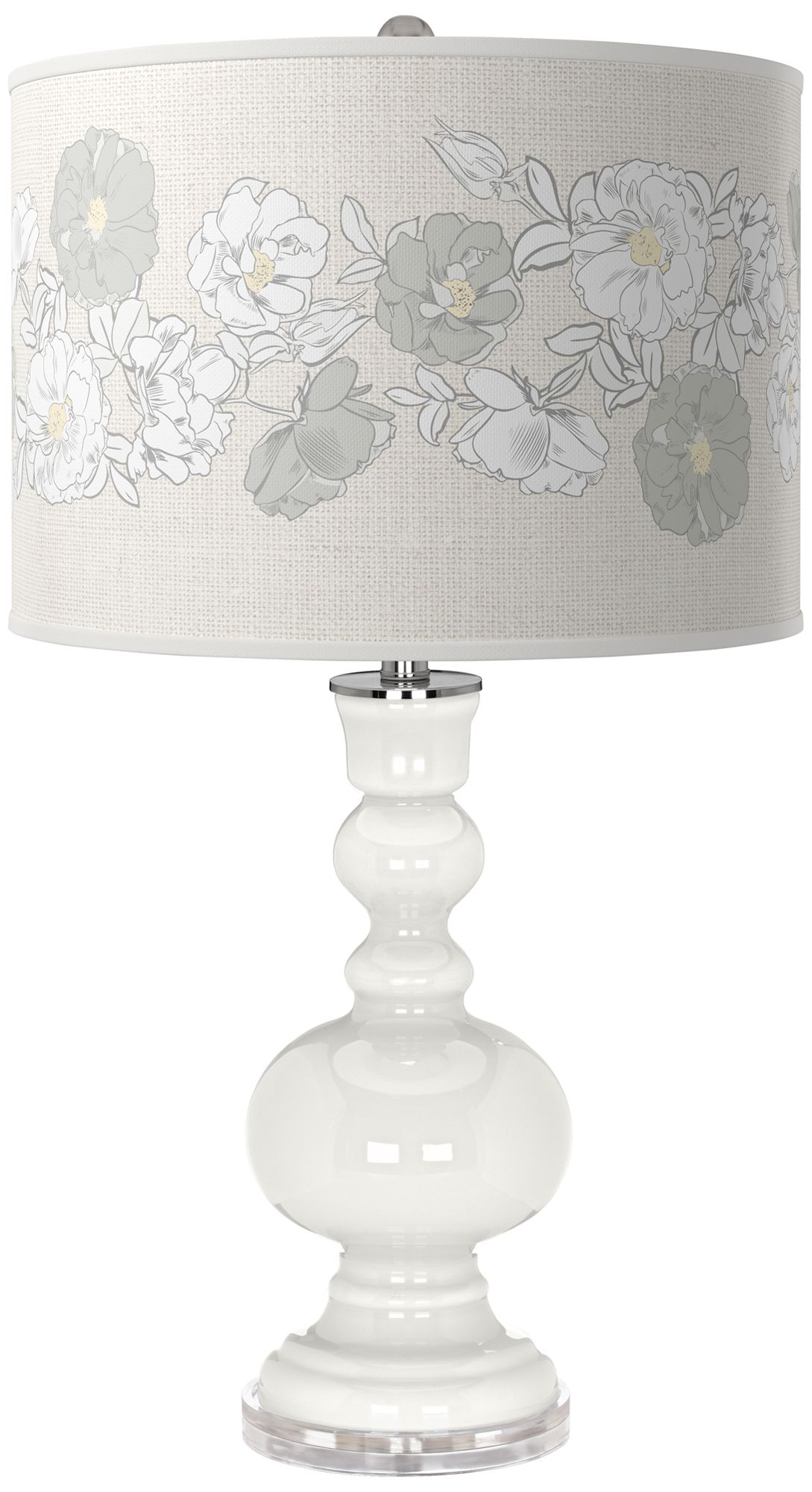 Image Winter White Rose Bouquet Apothecary Table Lamp