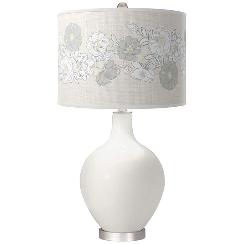 Image 1 Winter White Rose Bouquet Ovo Table Lamp