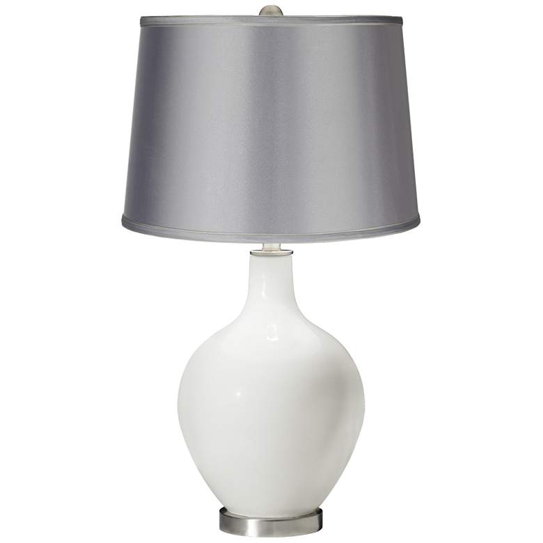 Image 1 Winter White - Satin Light Gray Shade Ovo Table Lamp