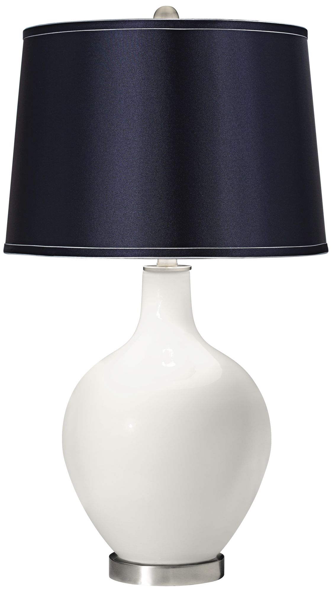 white lamp navy shade