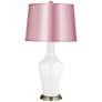 Winter White Satin Pale Pink Shade Anya Table Lamp