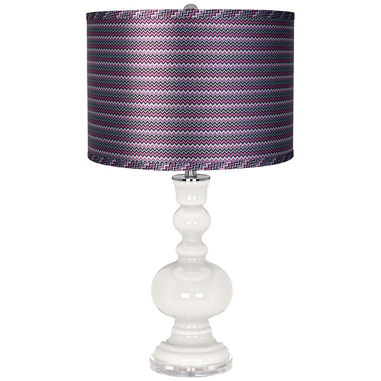 Image 1 Winter White - Satin Purple Zig Zag Shade Apothecary Lamp