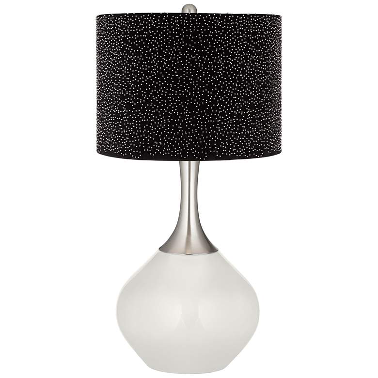 Image 1 Winter White Spencer Table Lamp w/ Black Scatter Gold Shade