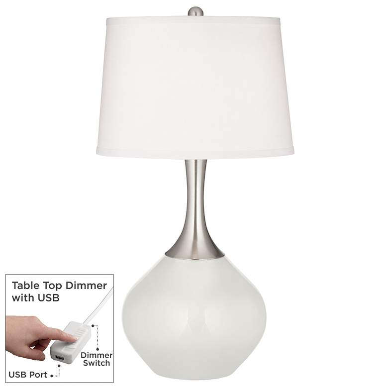 Image 1 Winter White Spencer Table Lamp with Dimmer