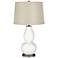 Winter White Textured Linen Silver Shade Double Gourd Lamp