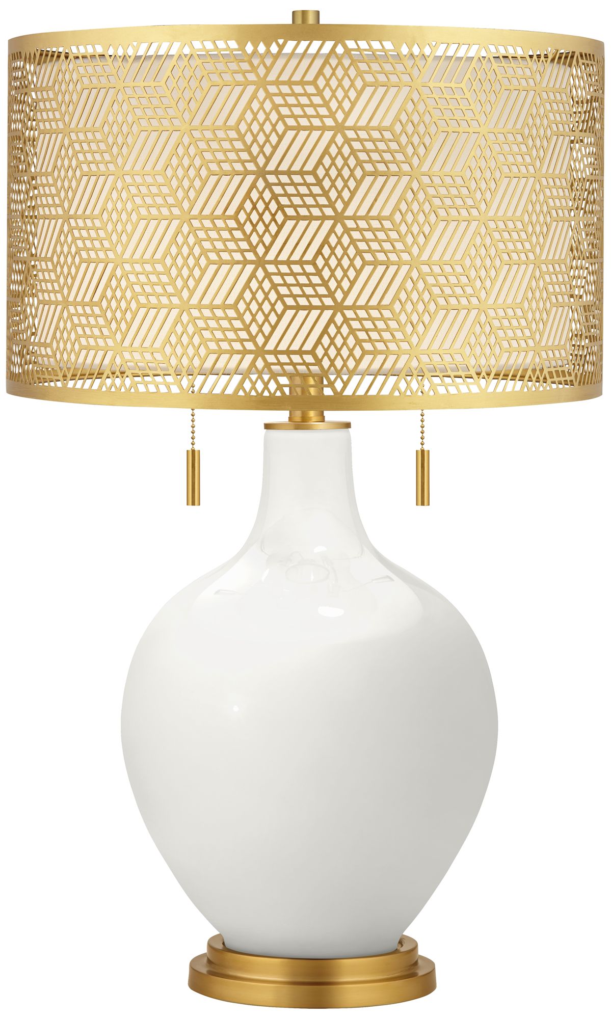Image Winter White Toby Brass Metal Shade Table Lamp