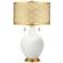 Winter White Toby Brass Metal Shade Table Lamp