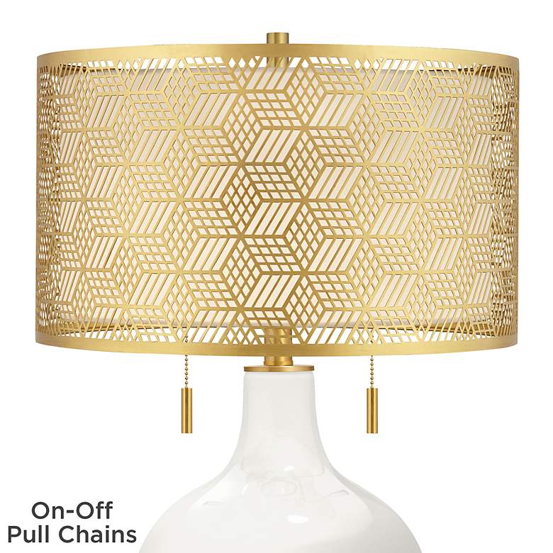 Image 2 Winter White Toby Brass Metal Shade Table Lamp more views