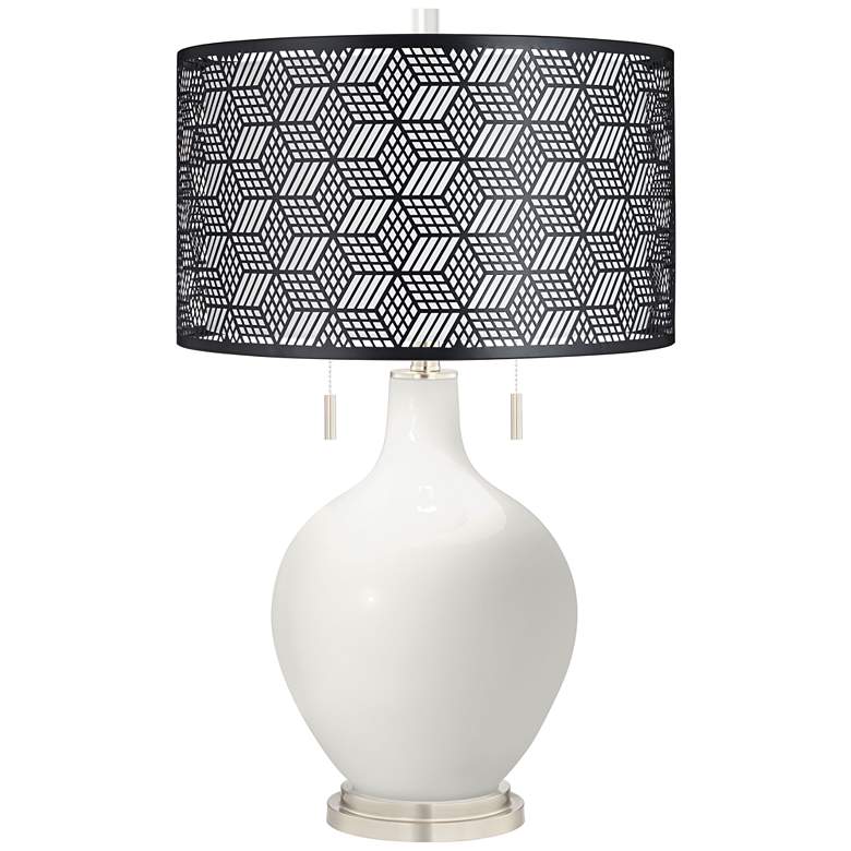 Image 1 Winter White Toby Table Lamp With Black Metal Shade