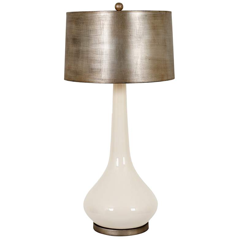 Image 2 Winter Wish White Glaze Ceramic Vase Table Lamp