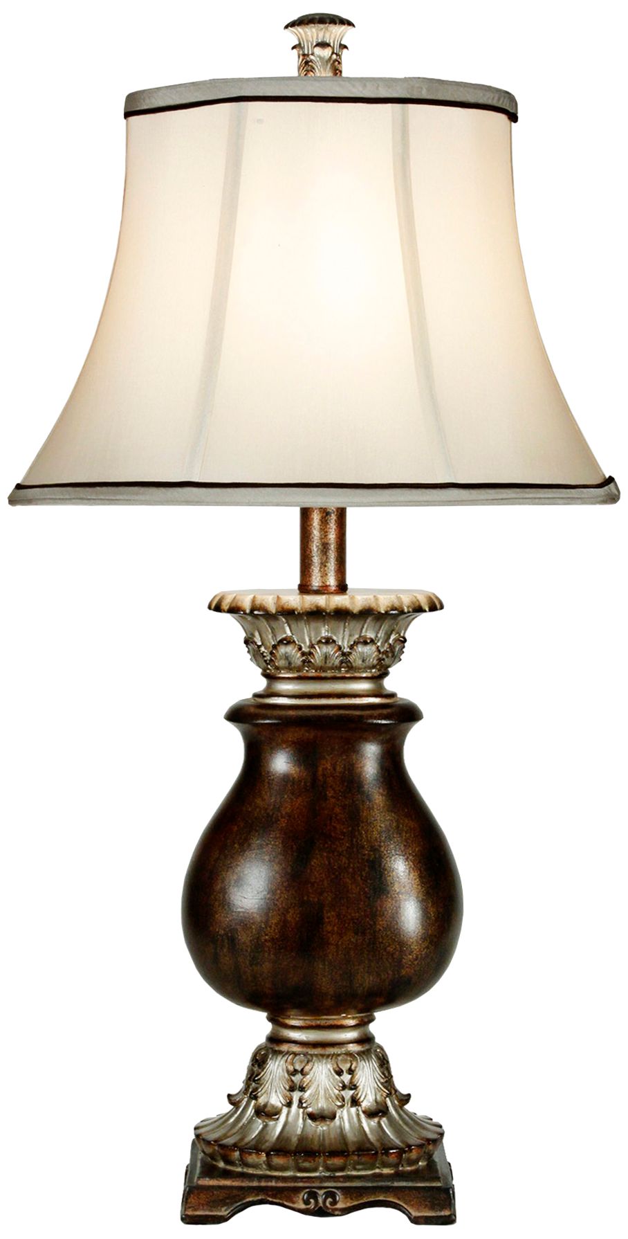 Winthrop Dark Brown With Khasi Silver Table Lamp with Ivory Fabric