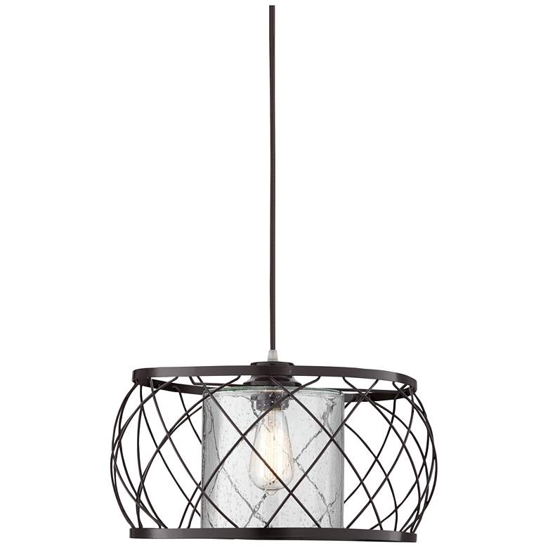 Image 2 Wire Cage 14 inch Metal and Clear Glass Pendant Light more views