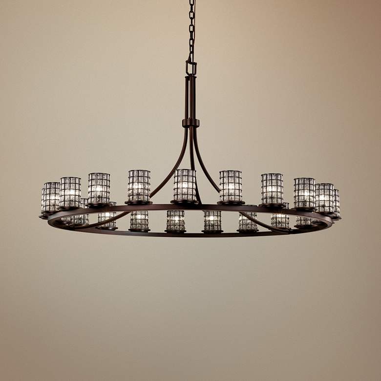 Image 1 Wire Glass Dakota 60" W Dark Bronze 21-Light Chandelier