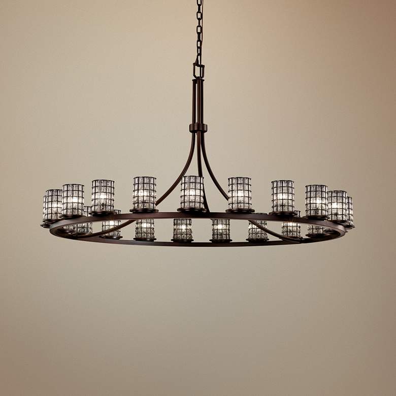 Image 1 Wire Glass Dakota 60 inch W Dark Bronze 21-Light Chandelier