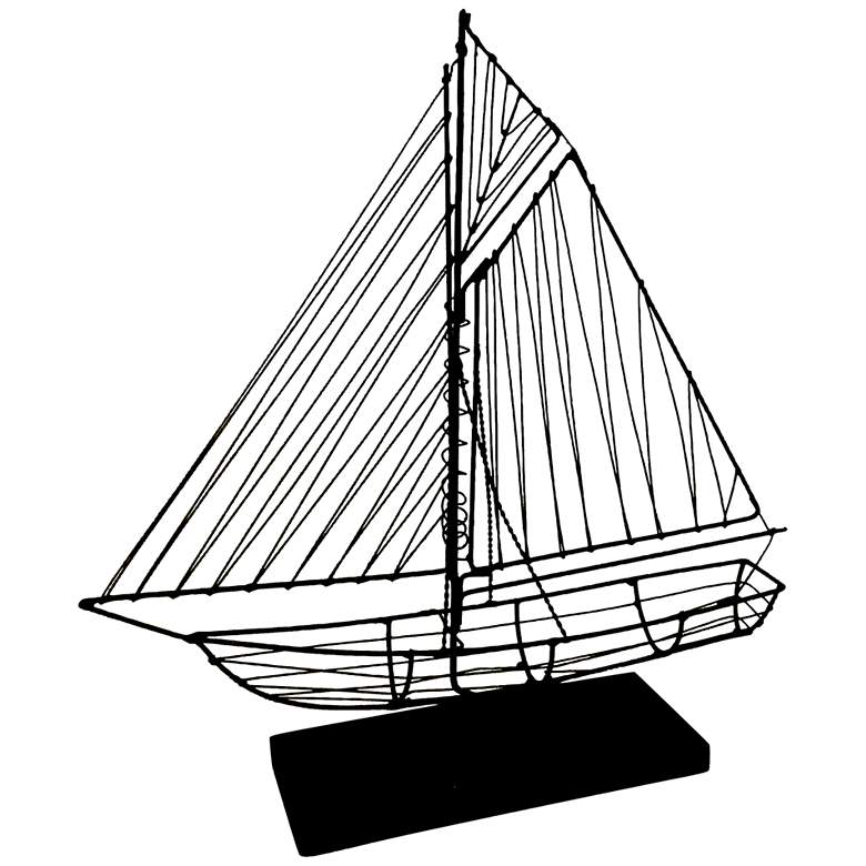 Image 1 Wire Sailboat 12" Wide Black Iron Sculpture