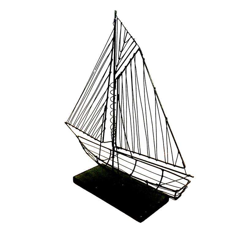 Wire Sailboat 12&quot; Wide Black Iron Sculpture more views