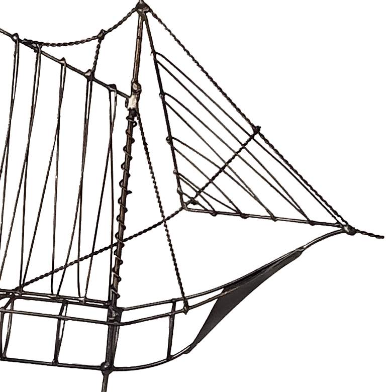 Wire Sailboat 13&quot; Wide Gray Iron Sculpture more views