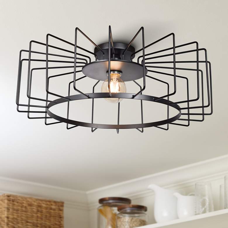 Image 1 Wired 23 1/4" Wide Black LED Ceiling Light