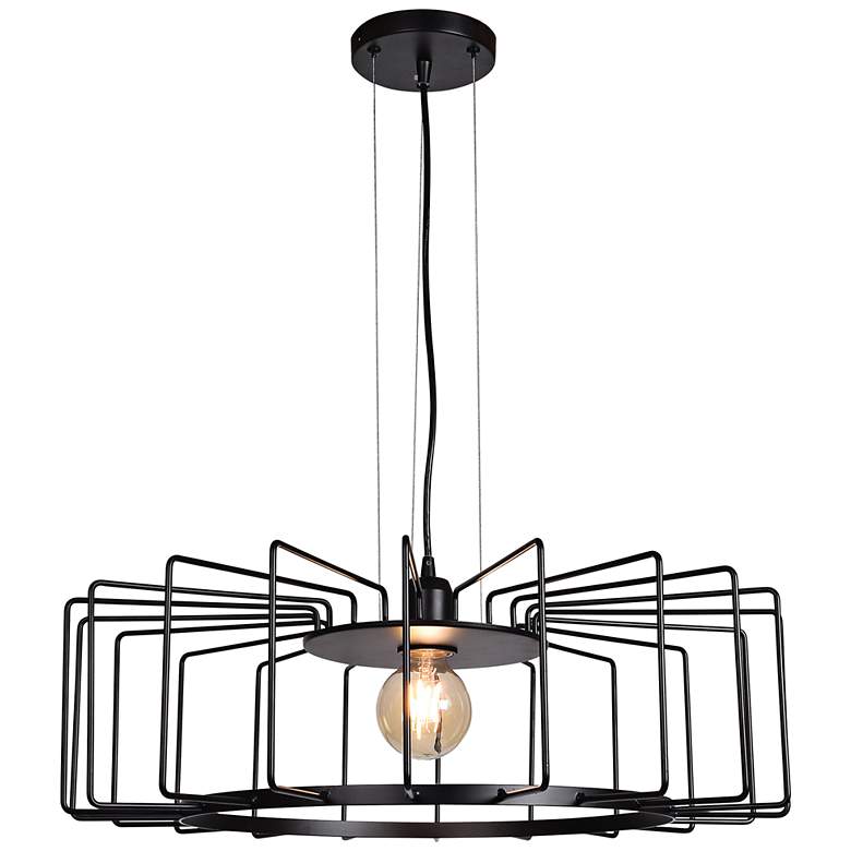 Image 2 Wired 23 1/4 inch Wide Black LED Pendant Light