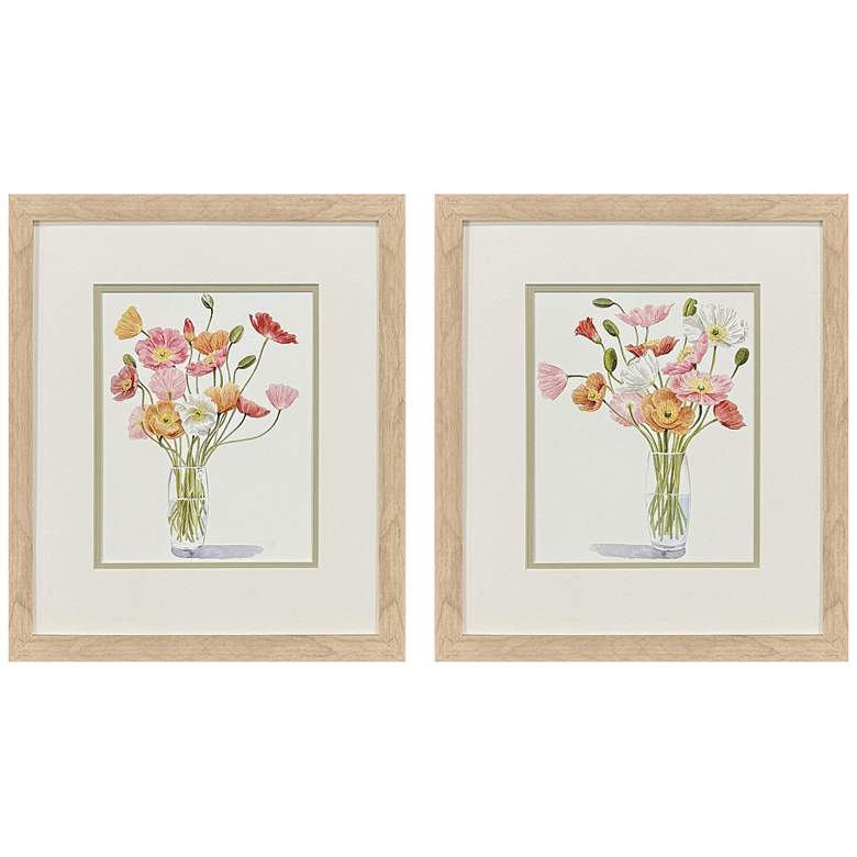 Image 1 Wiry Poppies 15"W x 17"H Modern Framed Art Set of 2