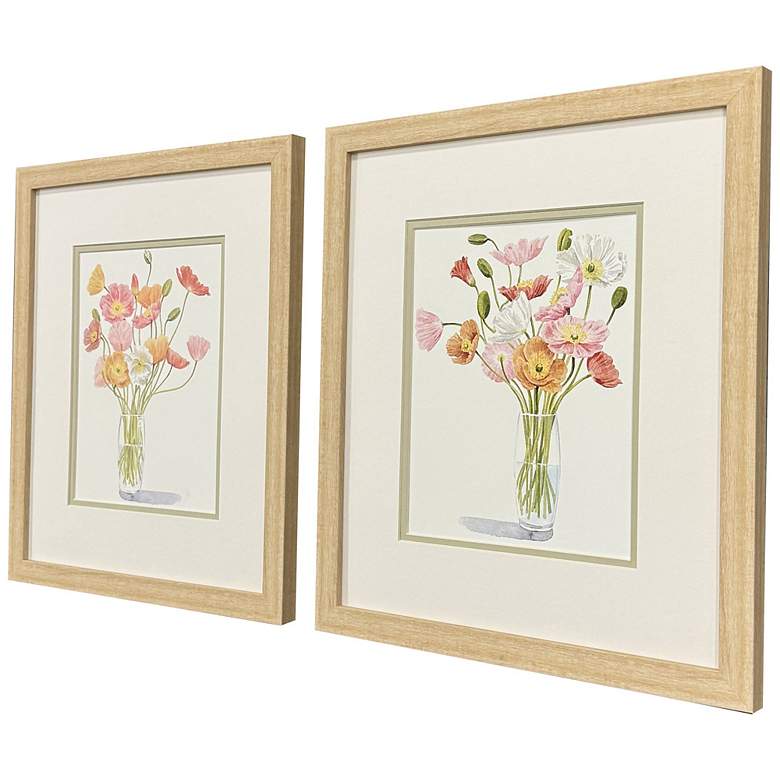 Image 2 Wiry Poppies 15"W x 17"H Modern Framed Art Set of 2 more views