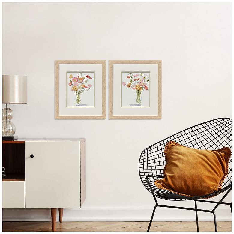 Image 4 Wiry Poppies 15"W x 17"H Modern Framed Art Set of 2 more views