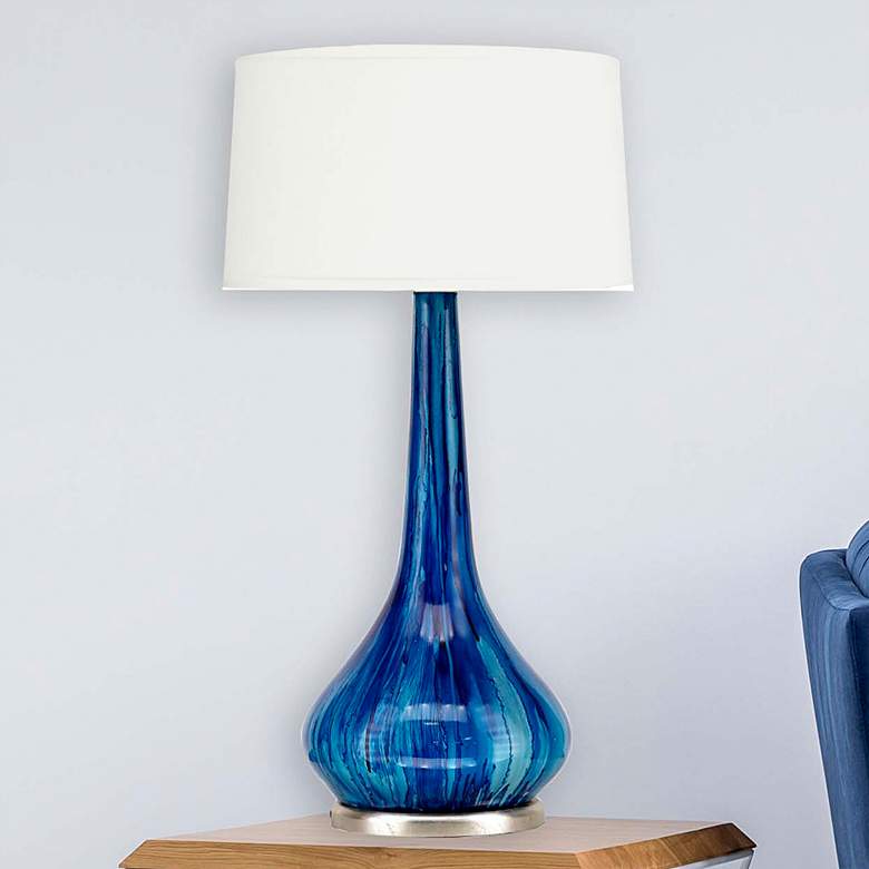 Image 1 Wish 33 inch High Blue Ceramic Vase Table Lamp