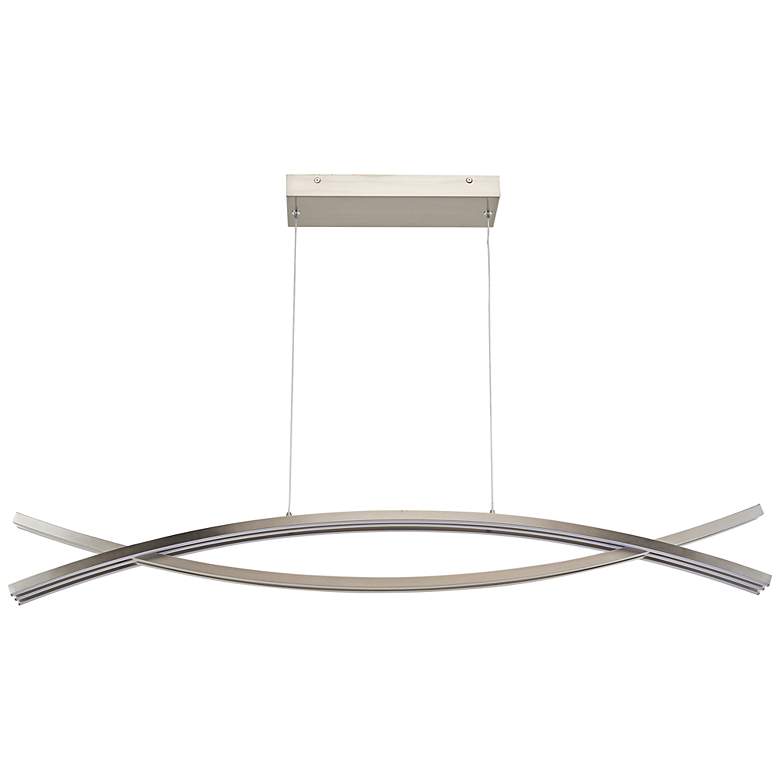 Image 1 Wishbone 46 1/2"W Brushed Nickel 5-Light LED Linear Pendant