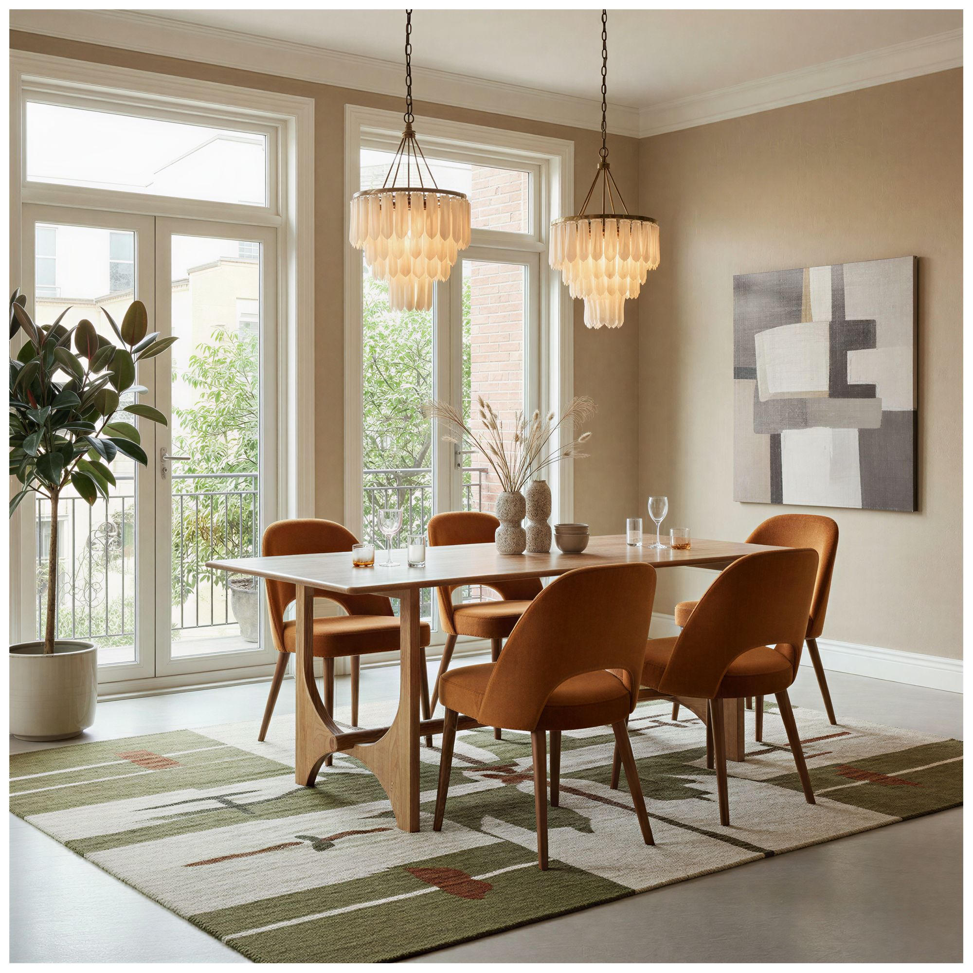 Image 2 Wishbone Base Mango Wood Dining Table, Natural Finish more views