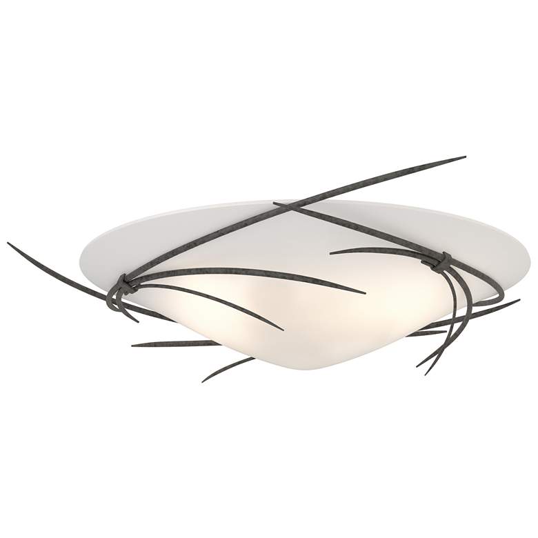 Image 1 Wisp 24.9 inch Wide Natural Iron Semi-Flush With Opal Glass
