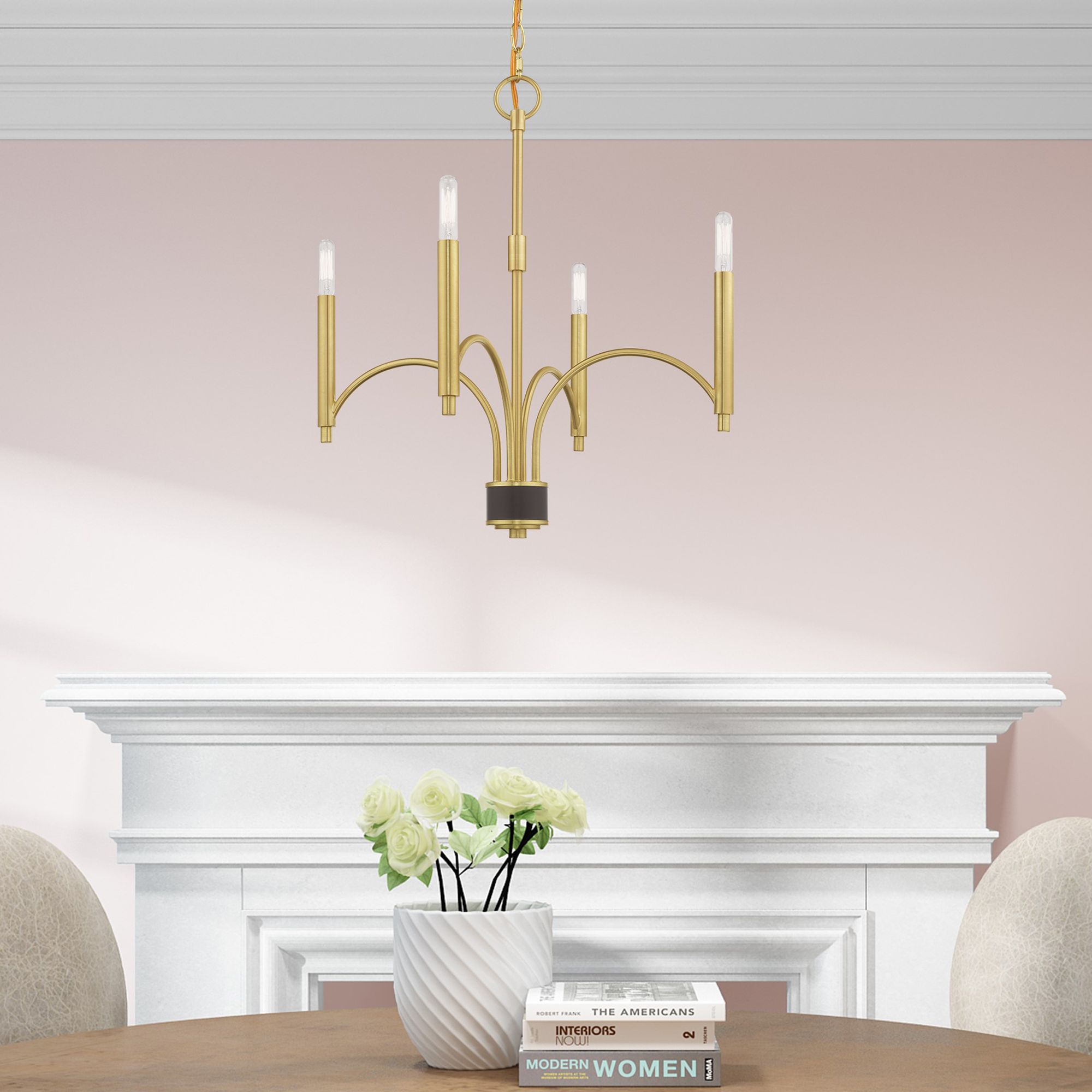 Wisteria 4 Light Satin Brass Mini Chandelier