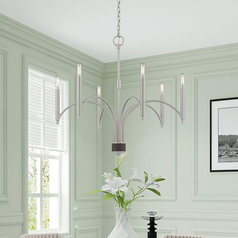 Image 1 Wisteria 6 Light Brushed Nickel Chandelier
