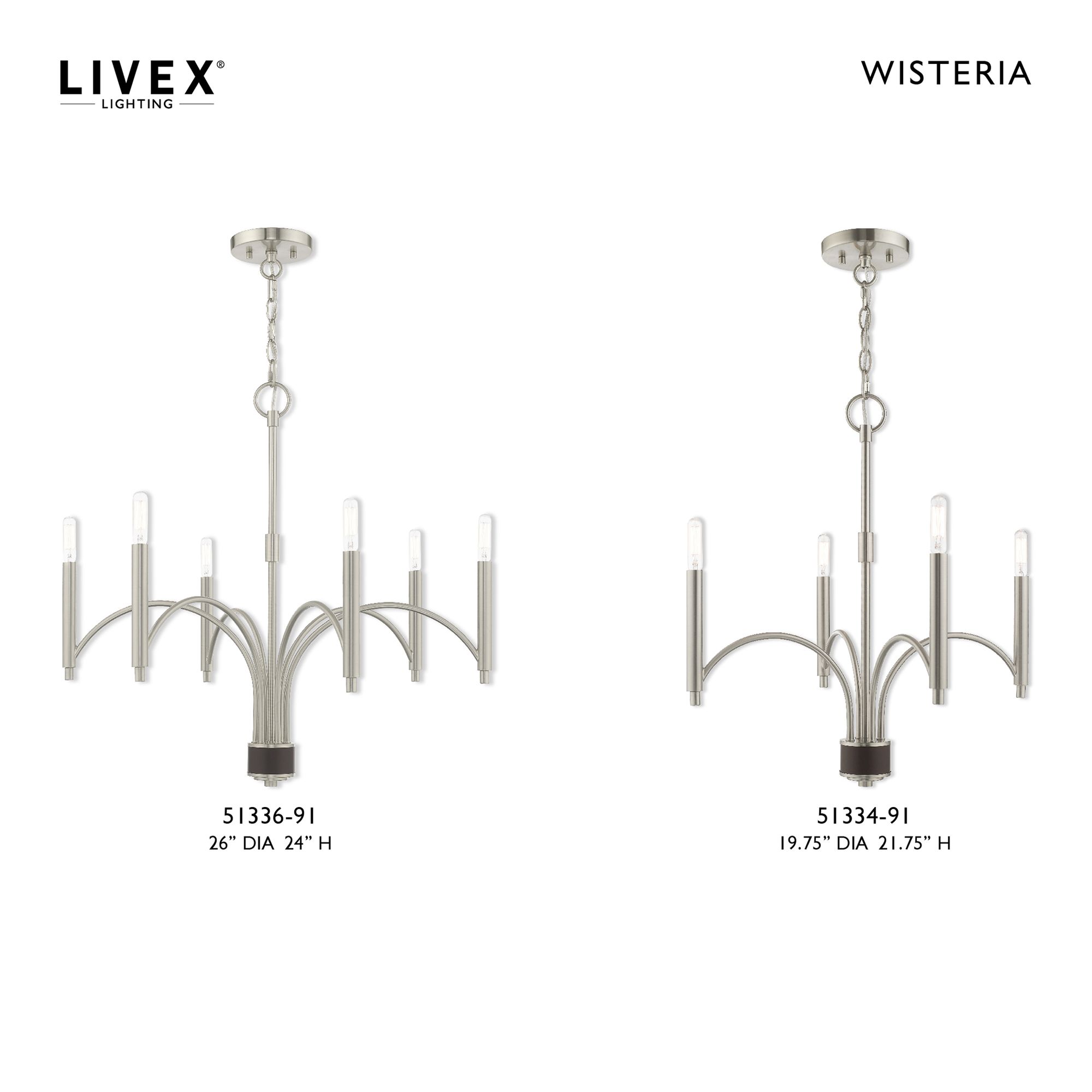 Wisteria 6 Light Brushed Nickel Chandelier