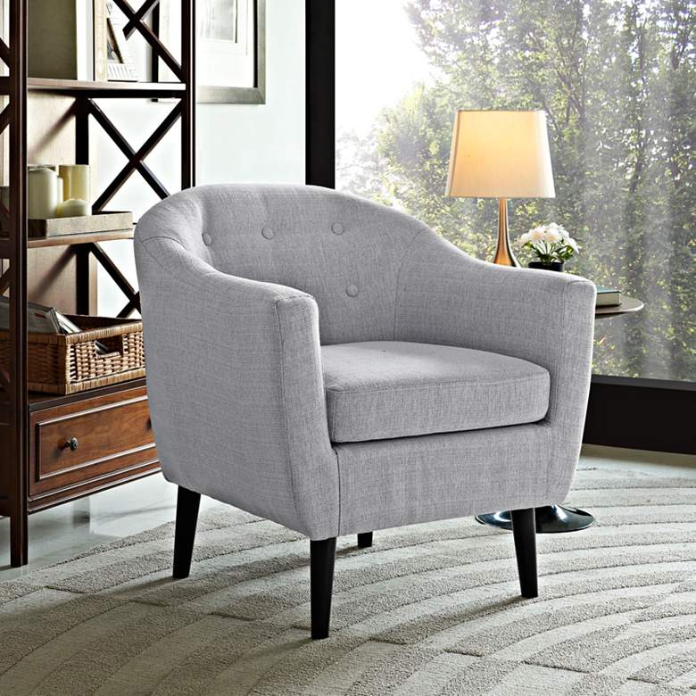 Image 1 Wit Light Gray Fabric Tufted Armchair