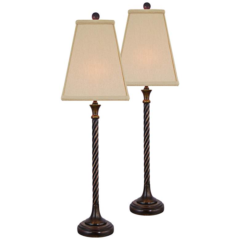 Image 1 With A Twist 31 1/2" High Bronze and Brass Buffet Table Lamps Set of 2