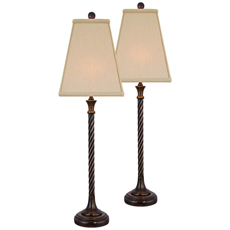 Image 1 With A Twist Jade and Brass Buffet Lamp Set of 2