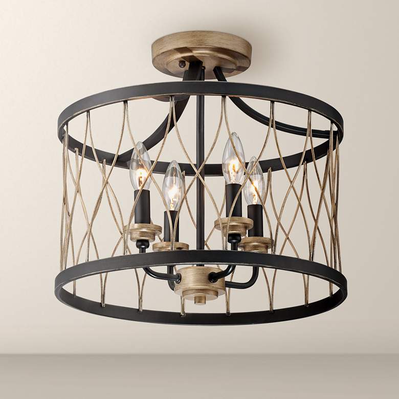 Image 1 Witmer Black Bronze 16" Wide 4-Light Ceiling Light