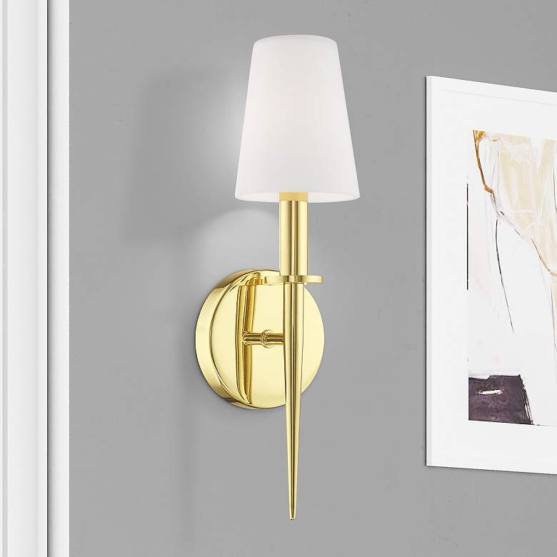 Image 1 Witten 14 1/2" High Polished Brass ADA Wall Sconce