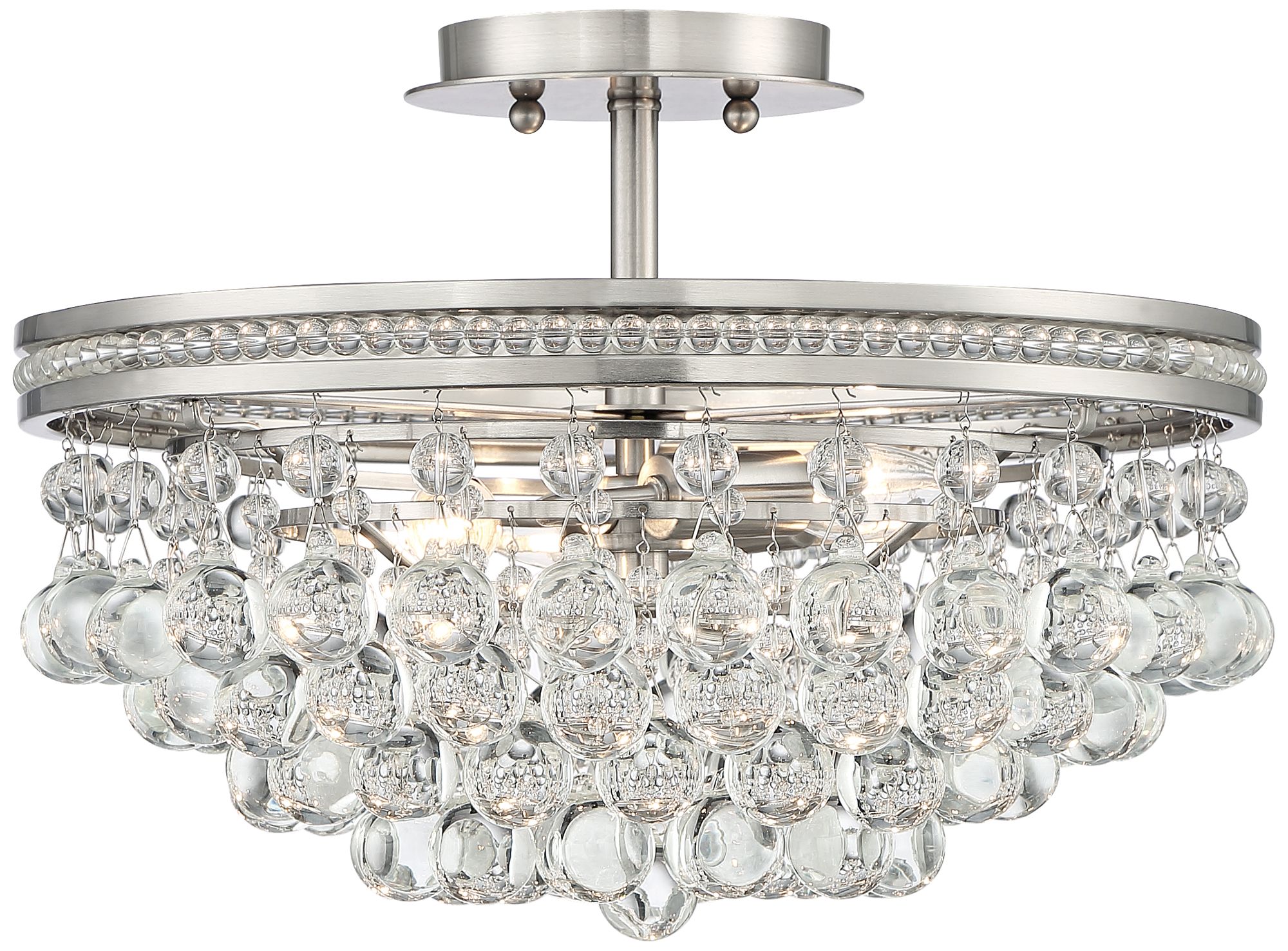 brushed nickel crystal flush mount light