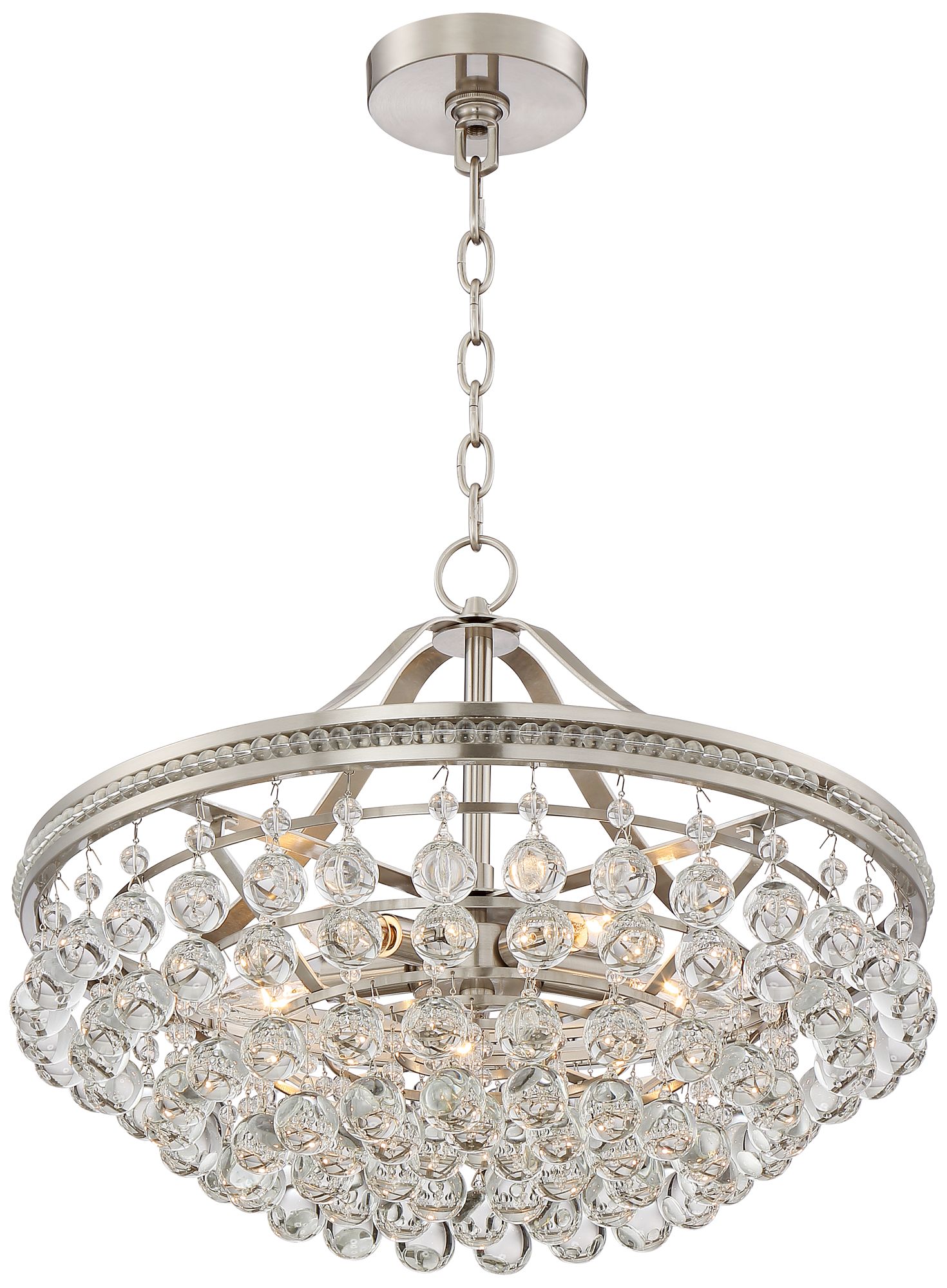 brushed nickel crystal pendant light