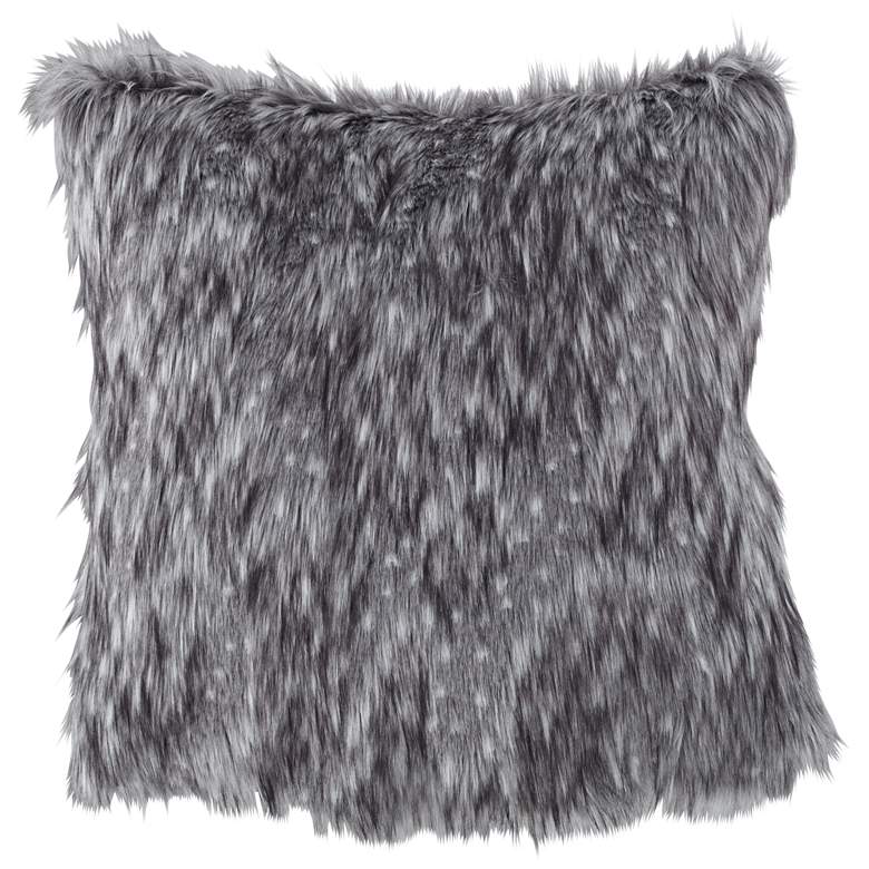 Image 1 Wolverine Gray 18" Square Plush Faux Fur Pillow
